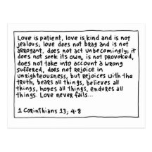 1 Corinthians 13 4-8 Post Cards
