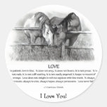 1 Corinthians 13: Love, Horses in Pencil Round Sticker