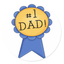 #1 Dad (ribbon) Round Sticker