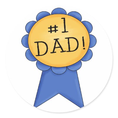 #1 Dad (ribbon) Round Sticker by MishMoshTees