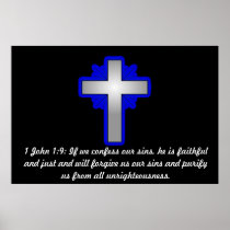 1 John 1:9 with Cross Poster