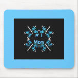 # 1 Mum, Dragonflies, purple & blue on black Mouse Pad