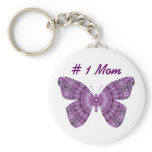 # 1 Mum, Purple fractal butterfly Key Chain