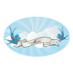 #1 Mum Tattoo Swallow Birds and Banner Sticker