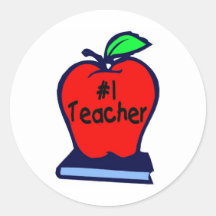 #1 Teacher (Apple/Books) Round Sticker