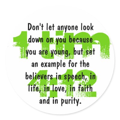 1 TIM 4:12 ROUND STICKER by sarahstars