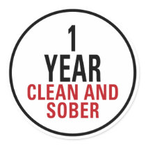 1 Year Clean and Sober Round Sticker