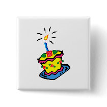 1st Birthday Cake Pinback Button