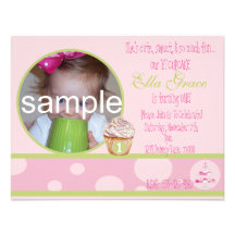 1st Birthday Cupcake Invitation - pink&green