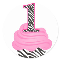 1st Birthday Diva Cupcake Sticker