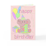 1st Birthday Elephant for Girls Greeting Cards