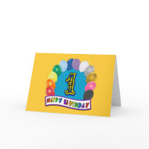 1st Birthday Gifts with Assorted Balloons Design Card
