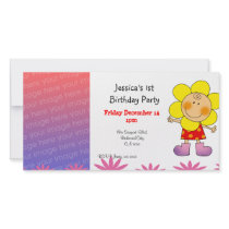 1st birthday girl party invitations (flower girl)