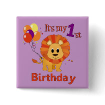 1st Birthday Lion Buttons