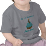 1st Birthday Onesie Blue Cupcake with Candle