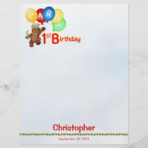 1st Birthday Party Royal Bear Scrapbook  Paper 1 Full Color Flyer