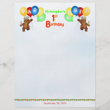 1st Birthday Party Royal Bear Scrapbook  Paper 2 Flyer Design