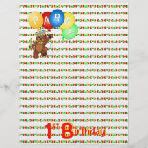 1st Birthday Party Royal Bear Scrapbook  Paper 3 Personalized Flyer