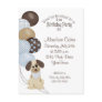 1st Birthday Party with Puppy & Balloons Postcards
