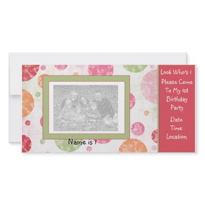 1st Birthday PhotoCard Invitation Personalized Photo Card by Dmargie1029