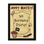 1st Birthday Pirate Invitations Postcard