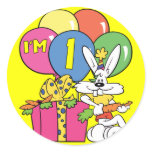 1st Birthday Rabbit Round Stickers