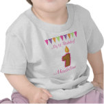 1st Birthday Shirt Pink Candle