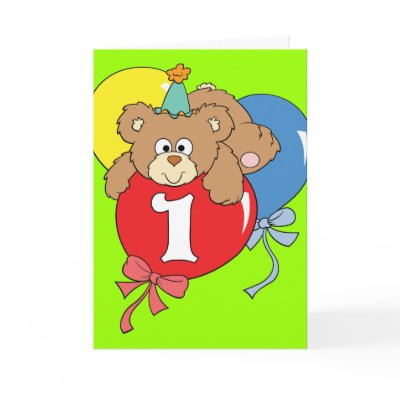 1st Birthday Teddy Bear (2) Card by birthday_party