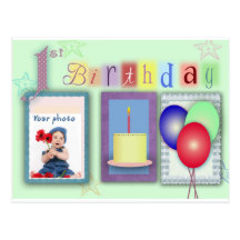 1st birthday template post cards
