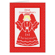 1st Christmas Angel for Great Granddaughter Greeting Card