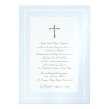1st Communion Soft blue and Brown Personalised Invitation