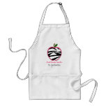 1st Grade Teacher Apron -  Zebra Print Apple