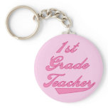 1st Grade Teacher Pink Tshirts and Gifts Keychains