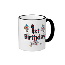 1st Sock Monkey Baseball Birthday Coffee Mugs