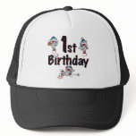 1st Sock Monkey Baseball Birthday Mesh Hat