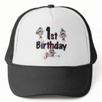 1st Sock Monkey Baseball Birthday Mesh Hat