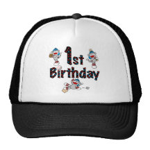 1st Sock Monkey Baseball Birthday Mesh Hat