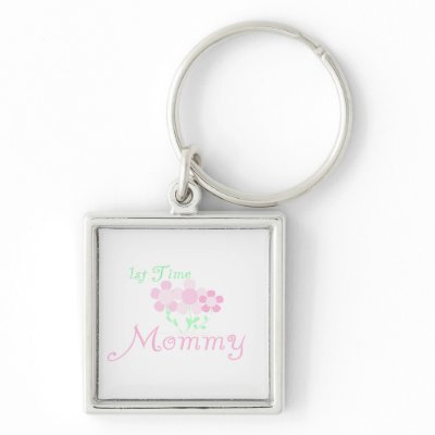 1st Time Mummy Pink Flowers Gifts Keychains by familymembers