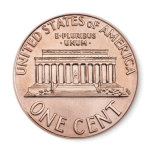 2005 Lincoln Memorial one cent copper coin, back Magnet