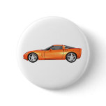 2008 Corvette: Sports Car: Orange Finish: Pinback Button