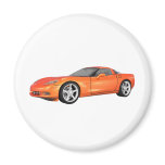 2008 Corvette: Sports Car: Orange Finish: Refrigerator Magnets