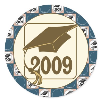 2009 Graduation Hat Design Round Stickers by cutespot