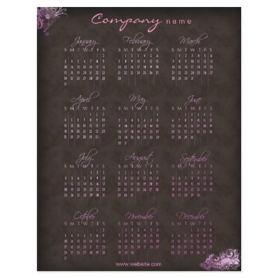 2010 Calendar floral pink brown flyer by BestCards