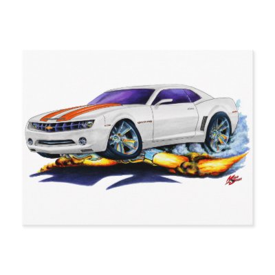 2010 Camaro White-Orange Car Postcard by maddmaxart