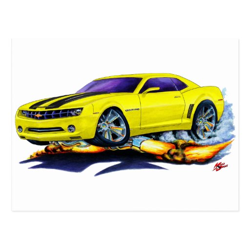 2010 Camaro Yellow-Black Car Postcards