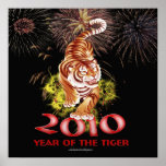 2010 Year of the Tiger Black Poster posters