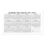 2011 - 2012 Academic Calendar (Classes) 100ct business cards