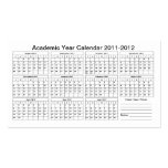 2011 - 2012 Academic Calendar (Classes) Template business cards