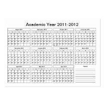 2011 - 2012 Academic Year Calendar (Notes) -Chubby Business Card Templates
