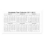 2011 - 2012 Academic Year Flip-Calendar (Notes) Business Card Template
